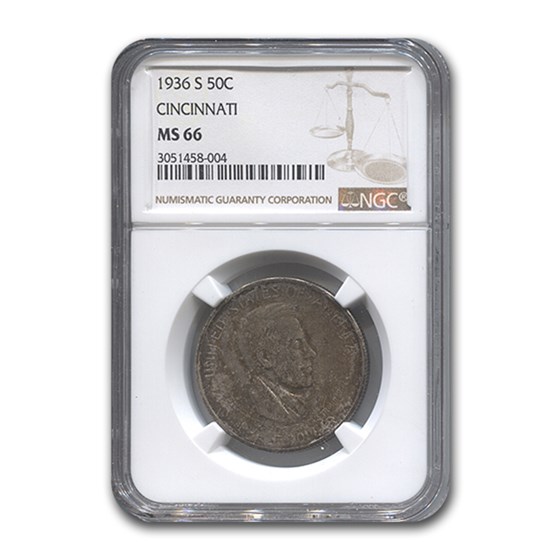 1936-S Cincinnati Half Dollar Commem MS-66 NGC 1936-S Cincinnati Half Dollar Commem MS-66 NGC